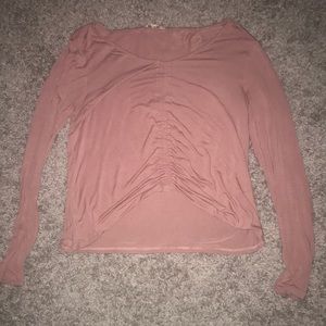 Pink, cinched, long sleeve shirt